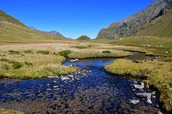 Russia Arkhyz Atsgara River Valley Autumn Sunny Day — Stock Photo, Image