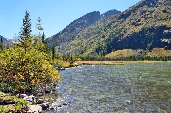 Russia, Altai territory, Ust-Koksinsky district, middle Multinskoye lake in sunny day