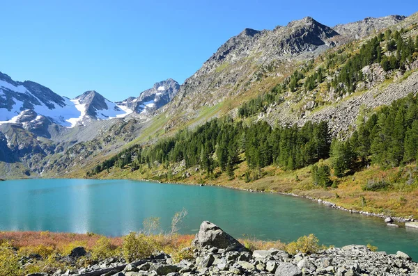 Altai territory, Ust-Koksinsky district, the lake Poperechnoye (Cross) in sunny weather