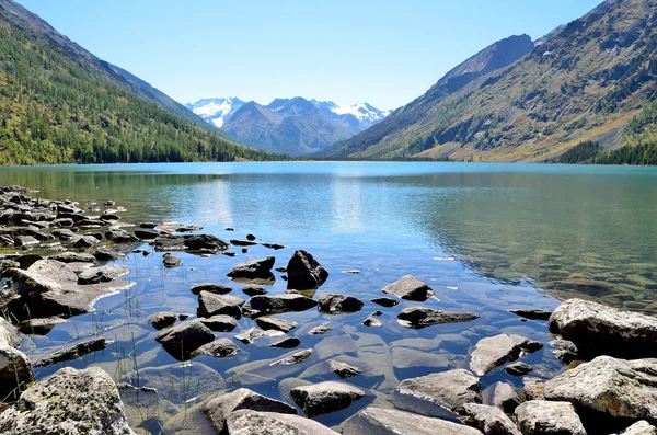 Rusia Territorio Altai Distrito Ust Koksinsky Lago Multinskoye Medio Septiembre —  Fotos de Stock