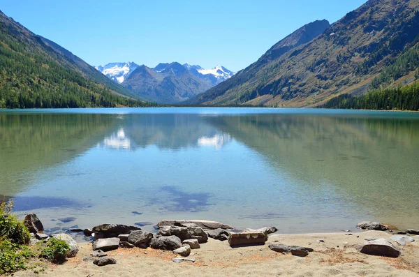 Russia, Altai territory, middle Multinskoye lake in sunny weather