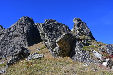 Rusya, Arkhyz. Zagedan geçmek (2.700 m) güneşli bir günde