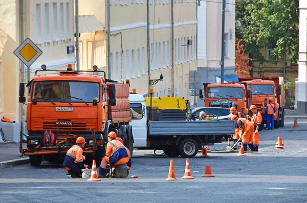 莫斯科 俄罗斯 2018 莫斯科 Podkolokolny 车道公路维修 — 图库照片