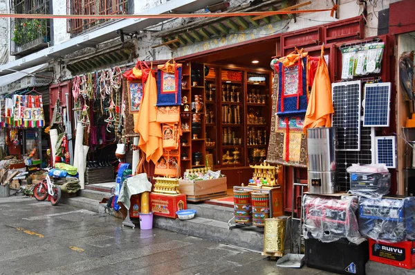 Tibet Lhasa China Juni 2018 Straßenhandel Der Altstadt Lhasa — Stockfoto
