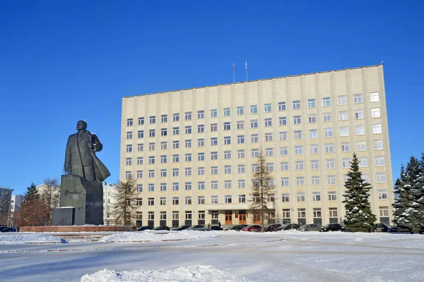 Archangelsk Ryssland Februari 2018 Monument Till Lenin Och Byggnaden Den — Stockfoto