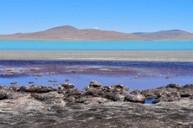 Göller Tibet. Gölü yaz aylarında açık havada Sam Co
