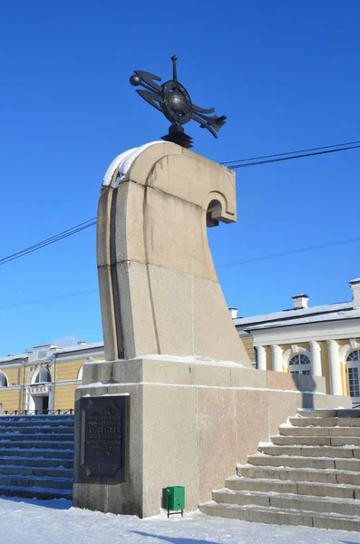 Arkhangelsk Rússia Fevereiro 2018 Cabo Pur Navolok Estela Aterro Dvina — Fotografia de Stock