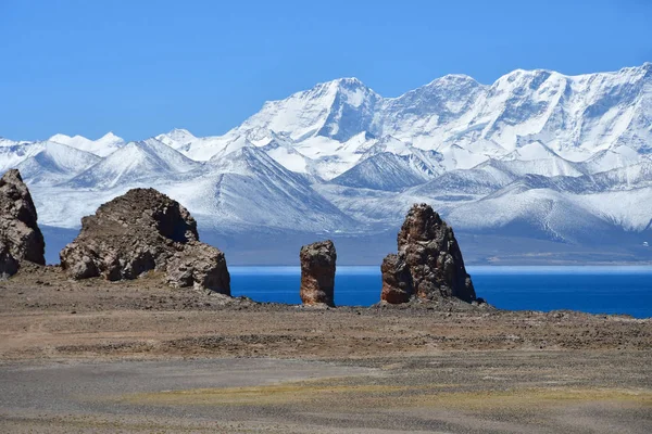 Tibet Jezero Nam Tso Nam Tso Nyechen Tangla Horský Hřeben — Stock fotografie