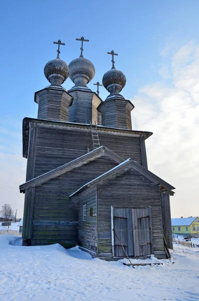 Drewnianej Świątyni Złożonych Mikołaja 1636 Roku Zbudowany Vorzogory Village Archangielsk — Zdjęcie stockowe