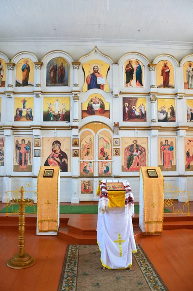 Abramovskaya Village Russia Arkhangelsk Region Onega District February 2018 Iconostasis — Stock Photo, Image