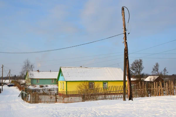 Село Абрамовская Нижняя Малошуйка Вачевская Зимой Россия Архангельская Область Онежский — стоковое фото