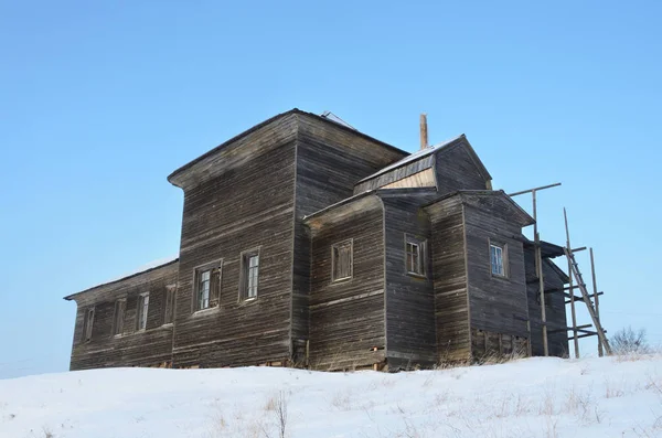 Rússia Região Arkhangelsk Distrito Onega Aldeia Vorzogory Igreja Inverno Vvedenskaya — Fotografia de Stock