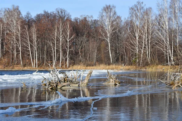 Памятник Природы Озеро Увильды Поздней Осенью Ясную Погоду Челябинская Область — стоковое фото