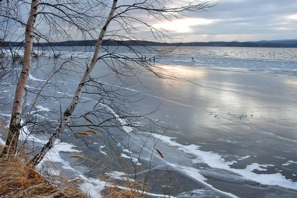 Monument Naturel Lac Uvildy Coucher Soleil Région Tcheliabinsk Oural Méridional — Photo