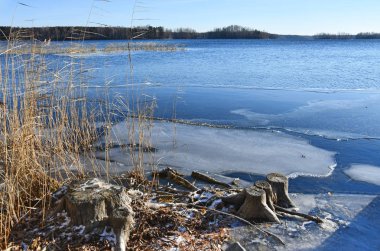 Açık havada, Çelyabinsk geç sonbaharda güzel göl Uvildy. Rusya
