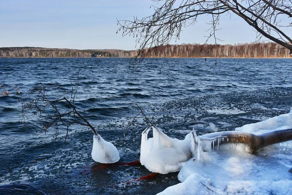 Ryssland Chelyabinsk Region Natur Monument Sjön Uvildy Mitten November Molnig — Stockfoto