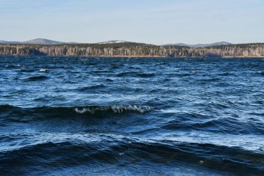 Rusya, Chelyabinsk bölgesi. Doğa anıt - göl Uvildy bulutlu günde Orta Kasım ayında