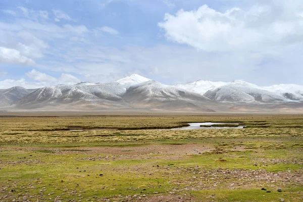 China, river Changumangtsa chu on Tibetan plateau in the area between Gangke Yuke and Gongyok mountains in cloudy  day