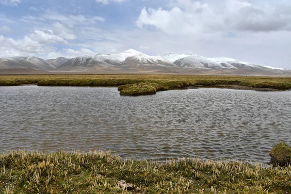 China, river Changumangtsa chu on Tibetan plateau in the area between Gangke Yuke and Gongyok mountains in cloudy weather