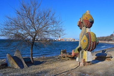 Vladivostok, Rusya Federasyonu, Aralık, 25, 2018.Mosaic heykel Vladivostok in spor mesire Sovyet döneminin