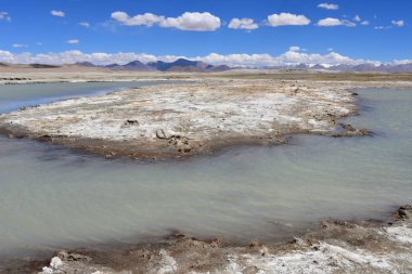Tibet, Çin Yakra köyü yakınındaki güçlü Tuz Gölü