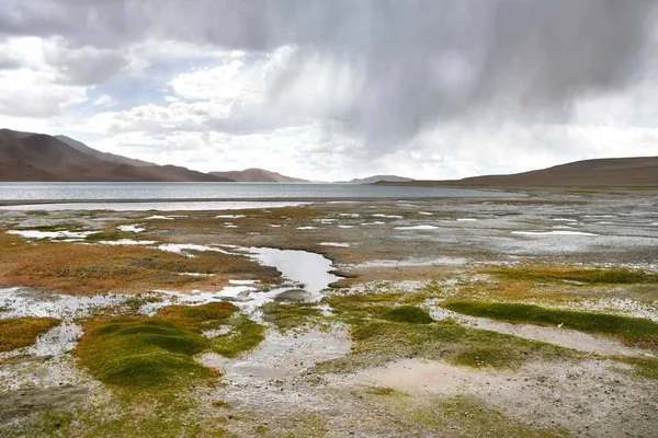 Cina Tibet Pioggia Sul Lago Ngangla Ring Tso Estate — Foto Stock