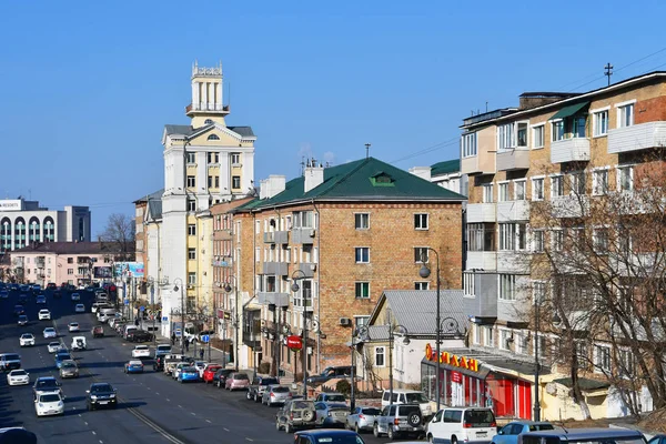 Vladivostok Russie Janvier 2019 Les Voitures Sont Sur Rue Sukhanov — Photo