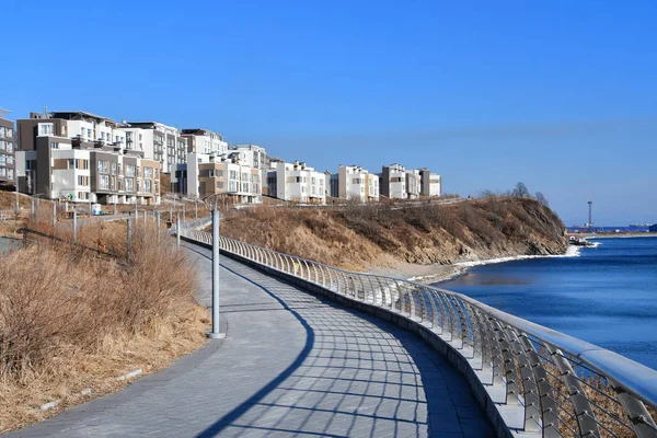 Vladivostok Rusia Patrokl Bay Invierno Día Soleado Vladivostok Ussuri Ussuriysky — Foto de Stock