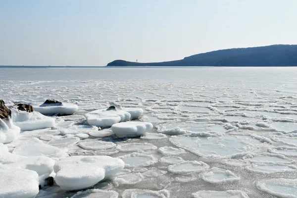 Russia Vladivostok Russkiy Island Surface Sludge Bay New Dzhigit Fragment — Stock Photo, Image