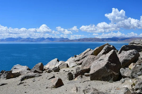 China. Great lakes of Tibet. Lake Teri Tashi Namtso in sunny summer day