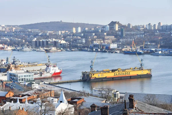Vladivostok Rusia Februari 2019 Pemandangan Musim Dingin Kota Vladivostok Malam — Stok Foto