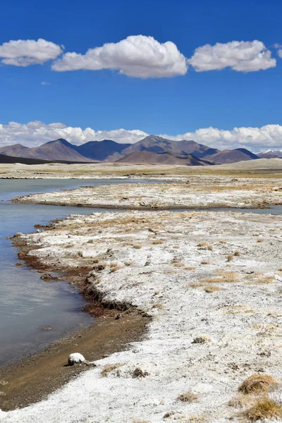 Lago Fortemente Salino Ruldan Nak Vicino Villaggio Yakra Tibet Cina — Foto Stock