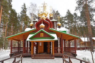 The Church in the name of Saint Nicholas, of Myra in Lycia the Wonderworker in the Temple complex Ganina Yama in winter. Rossia, Ekaterinburg