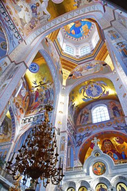 Yekaterinburg, Rusya, 25 Kasım 2018. Ekaterinburg, Rusya topraklarda all Saints adına kan üzerinde katedral iç