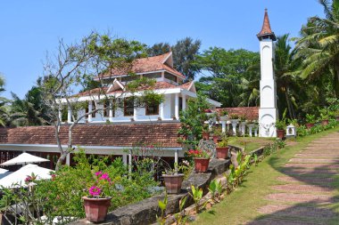 Bethsaida, Kerala, Hindistan, Mart, 09, 2019. Ayurveda resort Bethsaida Hermitage üzerine Restoran