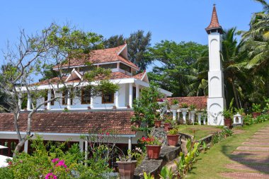 Bethsaida, Kerala, Hindistan, Mart, 09, 2019. Ayurveda resort Bethsaida Hermitage üzerine Restoran