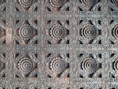 Trivandrum (Tiruvaantapura), Kerala, Hindistan, Mart, 12, 2019 devlet. Eski ahşap Palace, Maharaja Padmanabhapuram Trivandrum, Kerala içinde. Tavanda oyma ahşap parçası