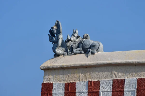 India, West Bengal, Cape Comorin (Kanyakumari). Fragment of the roof of the ancient Hindu temple Kanyakumari-Amman