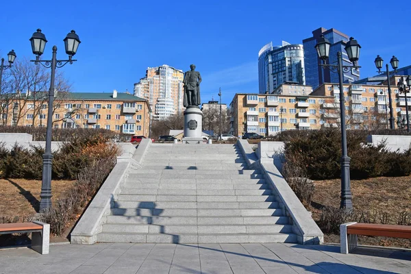 Vladivostok Russia Gennaio 2019 Muravyov Amursky Piazza Monumento Vladivostok Inverno — Foto Stock