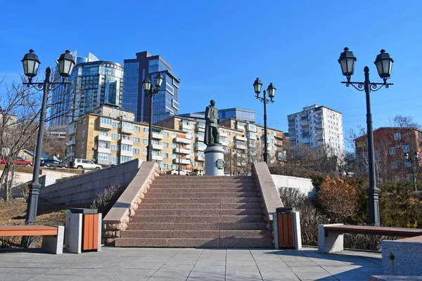 Vladivostok Rusia Enero 2019 Muravyov Amursky Plaza Monumento Vladivostok Invierno — Foto de Stock