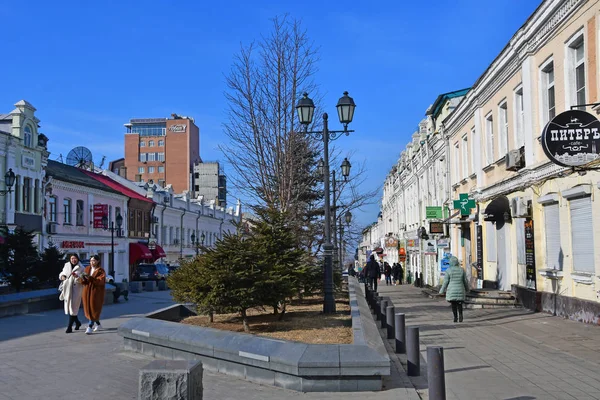 Wladiwostok Russland Januar 2019 Spaziergänger Historischen Zentrum Von Wladiwostok Auf — Stockfoto