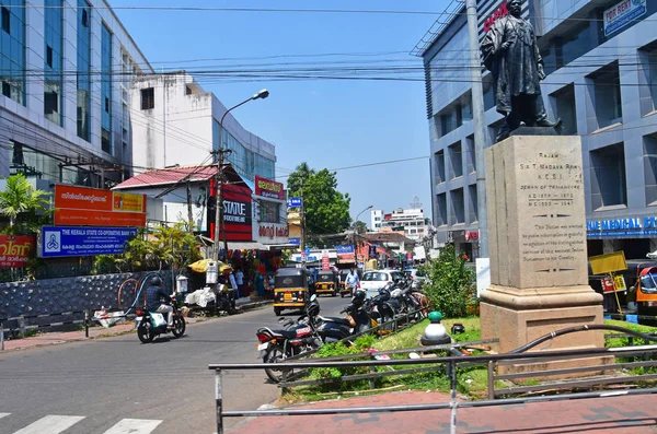 Тривандрум Тируванантапурам Штат Керала Индия Марта 2019 Года Буйная Улица — стоковое фото