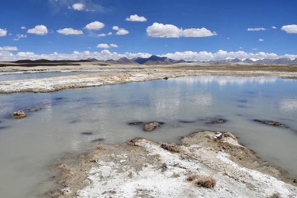 Lago Fortemente Salino Ruldan Nak Vicino Villaggio Yakra Tibet Cina — Foto Stock