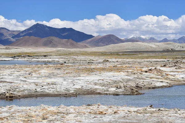 Tibet, Çin Yakra köyü yakınındaki güçlü tuzlu göl Ruldan (Nak)