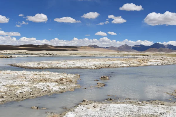 Сильное Солёное Озеро Рулдан Нак Недалеко Деревни Якра Тибете Китай — стоковое фото