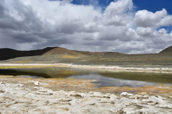 Sklad Solného Trojúhelníkového Jezera Jihozápadním Pobřeží Jezera Rakšasa Tal Tibet — Stock fotografie