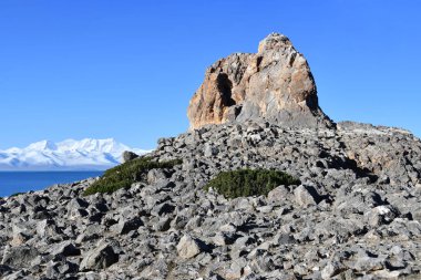 Tibet, Geoglyph Nam Tso shore gölde 4718 metre deniz seviyesinden