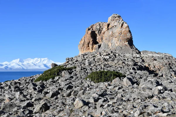 Tibet, Geoglyph Nam Tso shore gölde 4718 metre deniz seviyesinden