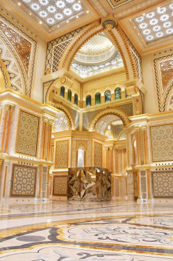  Abu Dhabi, Birleşik Arap Emirlikleri, Mart, 19, 2019. Cumhurbaşkanlığı Köşkü, Sarayı Qasr al-Watan (Aziz Hubertus Kraliyet Galerileri) içinde Arap Emirlikleri Abu Dabi şehrinde