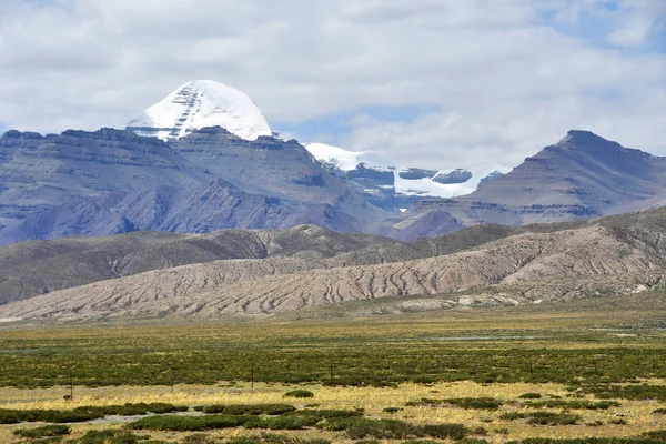 Chiny Tybet South Face Mount Kailash Kailas Lecie Pochmurny Dzień — Zdjęcie stockowe